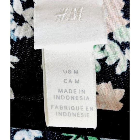 Peasant Floral Midi Dress Sz M H&M Tiered Skirt High Waist Granny Core Boho - Picture 8 of 12